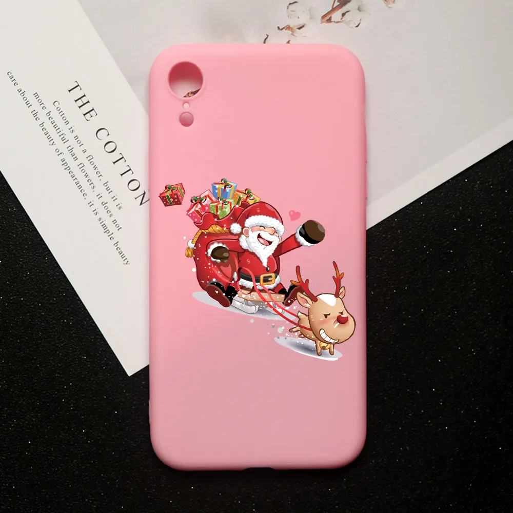 TPU A1522-PINK Рождественский Санта-Клаус, лось, снеговик, снежинка, красный чехол для телефона, для iPhone 11 pro max, 5S, SE, 6s, 8, 7 Plus, X, XS, MAX, XR, ТПУ, силиконовый чехол - Цвет: TPU A1522-PINK