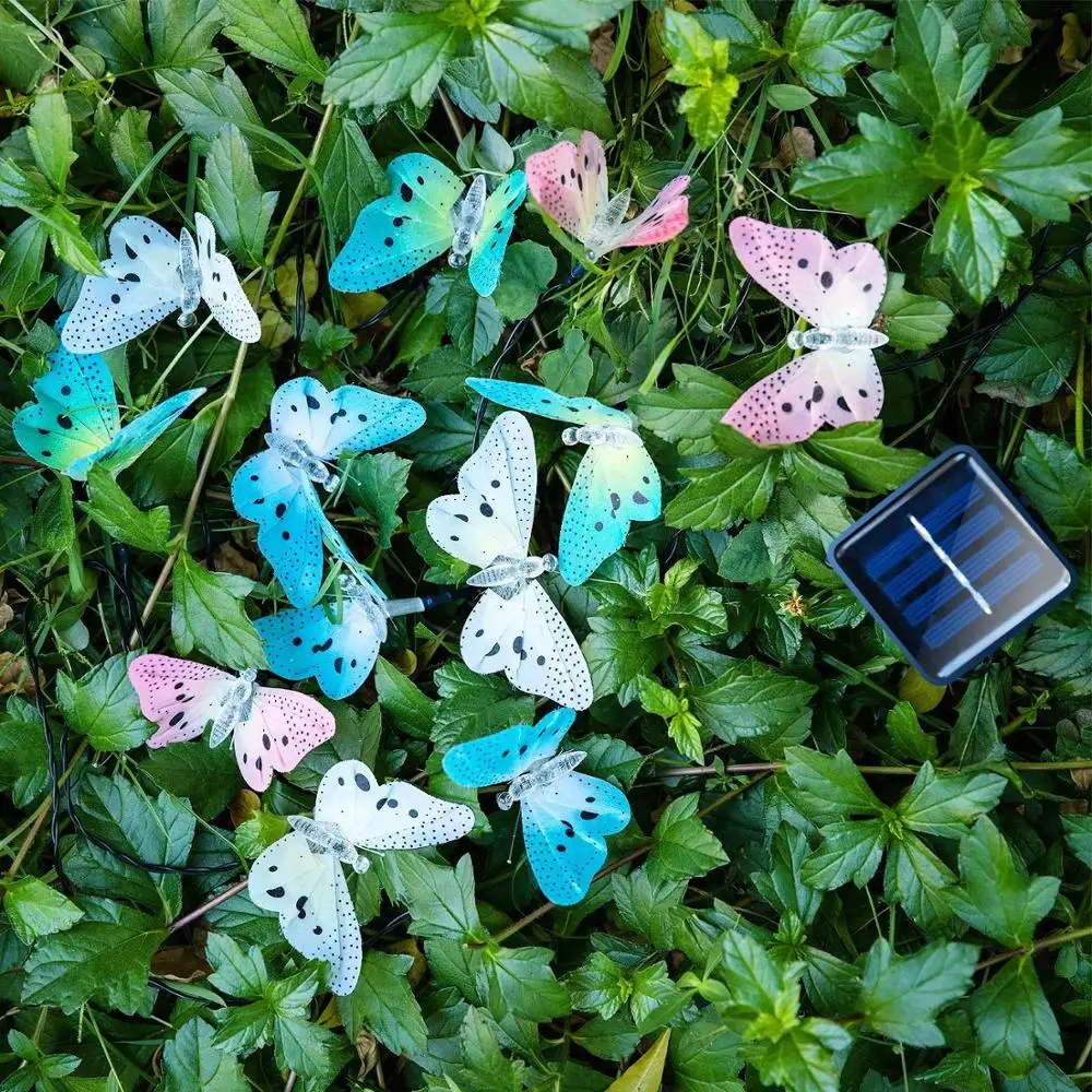 Сказочные гирлянды с бабочками на солнечных батареях открытый свет 3 8 м 12LED
