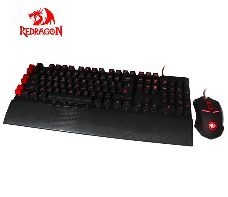 Черный Redragon S102 Gaming Keyboard игры Мышь комбо 110 ключ 7 цветов клавиатура с подсветкой и Мышь Набор игровой Мышь и клавиатура Тихая - Цвет: Черный