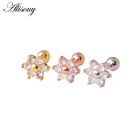 Alisouy 316l, хирургическая сталь, прозрачный драгоценный камень, циркон, цветок, козелок ушной раковины, фотоэлемент, Шпилька для сексуальной девушки
