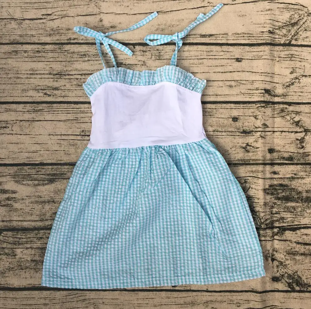 

wholesale children boutique summer flutter dress baby seersucker clothing kids dress