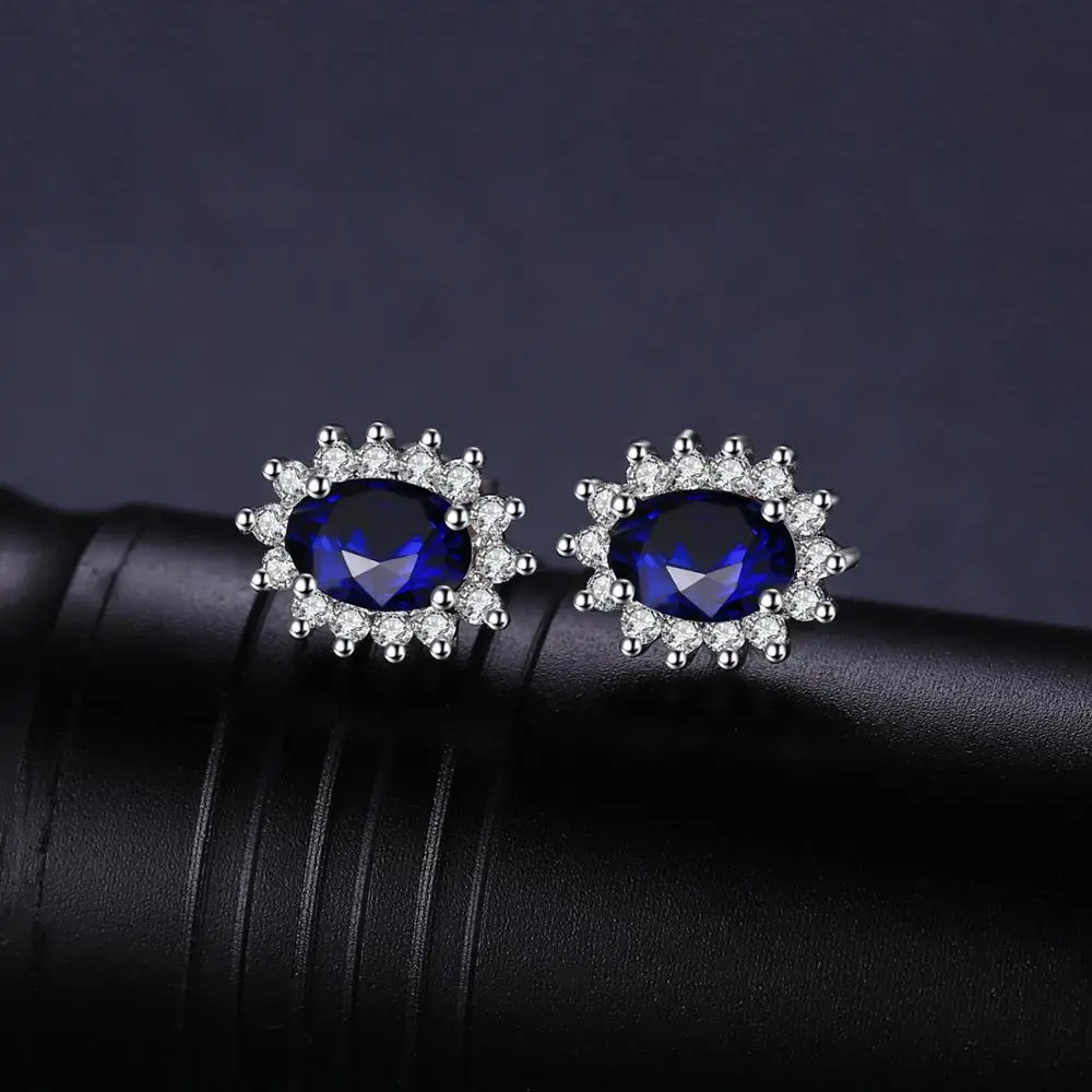 Jewelrypalace Принцесса Диана Уильям Кейт Миддлтон 1.5ct синий создания Сапфир Серьги-гвоздики 925 стерлингового серебра серьги