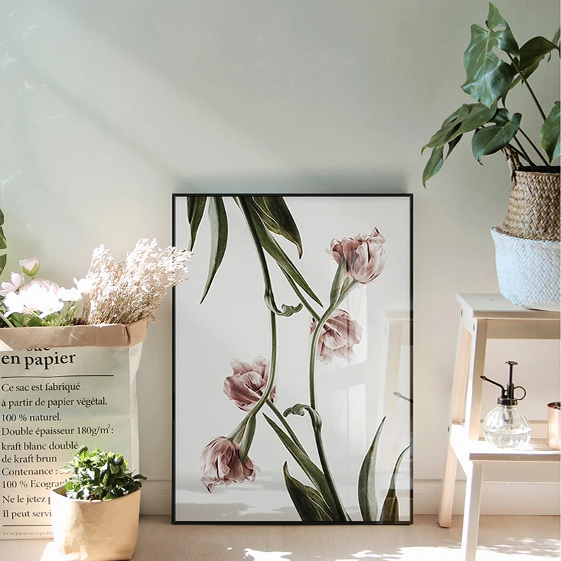 

Modern Nordic Pink Painting Canvas Poster Poster and Print For Living Room Flowers Canvas Printings Decor for Home Decoration