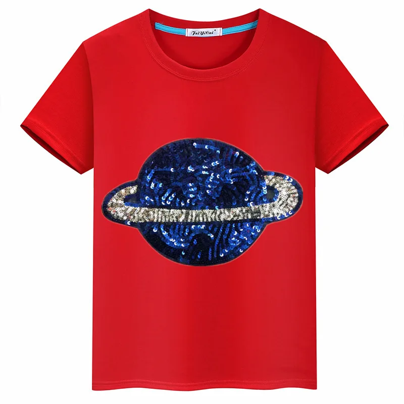 Новинка лета 2019 голубая хлопковая Футболка с рисунком земли майка для мальчиков