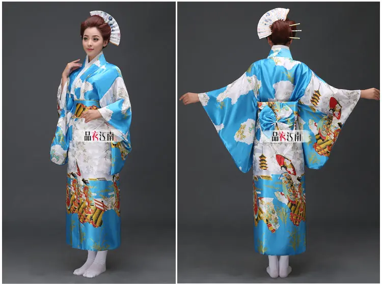 

Hot Sale Fashion Women Kimono Yukata Haori With Obi Japanese Style Evening Party Dress Asian Clothing Flower One Size