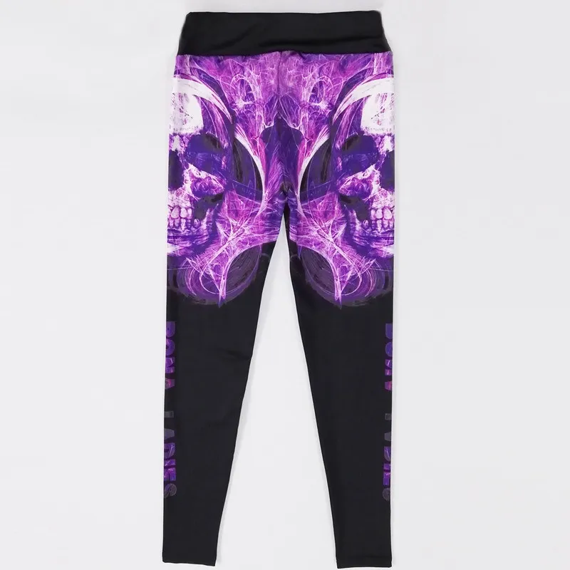 Легинсы для фитнеса черные и белые легинсы с принтом в виде черепов сексуальные