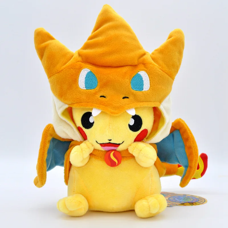 Takara Tomy Покемон 23 см Мультяшные плюшевые игрушки Пикачу Косплей Мега шаризард