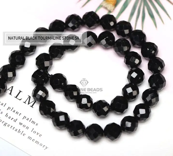 BLACK TOURMALINE Граненые 4 5 6 8 9 10 12 14 мм бусины из натурального камня смешанный кварц Аквамарин Свободный Камень раздел lapis резка Апатит драгоценный камень - Цвет: BLACK TOURMALINE