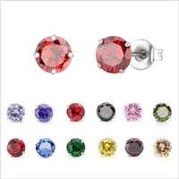 316l stainless steel earrings with 4mm aaa colors round zircons ip plating no fade allergy free