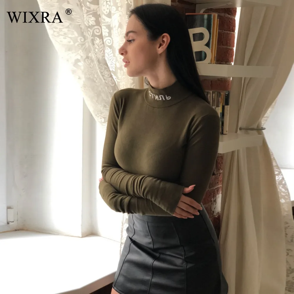 WIXRA базовая водолазка боди 2017 весна осень для женщин длинный рукав высокая