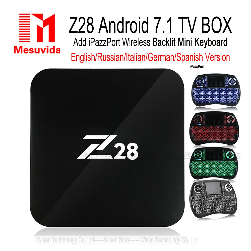 Mesuvida Z28 ТВ приставка Android 7 1 Max 2G 16G RK3328 четырехъядерный 2 4 ГГц WiFi H.265 HDMI медиаплеер PK