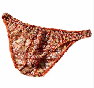 Трусы мужские с низкой талией, прозрачные, с цветочным принтом