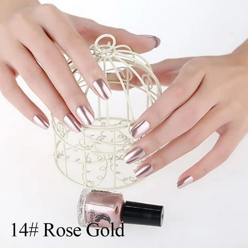 rose gold 17 цветов, модный металлический зеркальный лак для ногтей, 6 мл, долговечные Лаки, титановые ногти, зеркальный дизайн, серебряный лак для ногтей - Цвет: rose gold