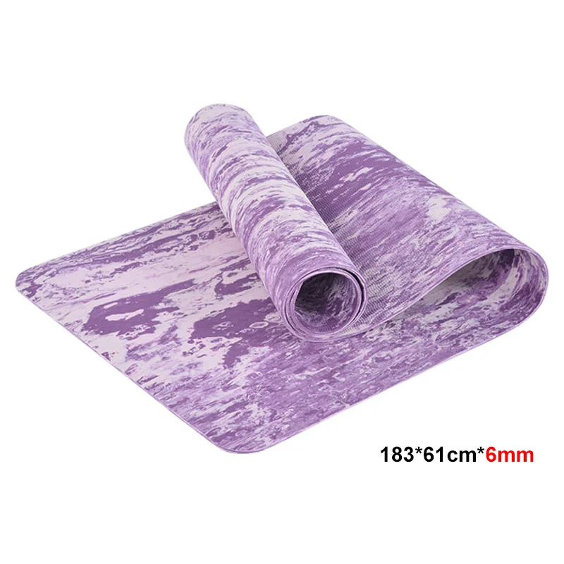 6mm purple Камуфляжный Коврик для йоги 6 мм/8 мм TPE безвкусный Экологичный коврик для фитнеса и йоги нескользящий для упражнений, йоги и пилатеса - Цвет: 6mm purple