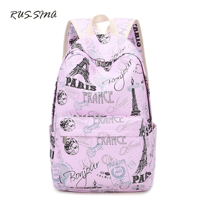 Новинка Весна 2018 модный холщовый школьный рюкзак RUSSMA для подростков в стиле