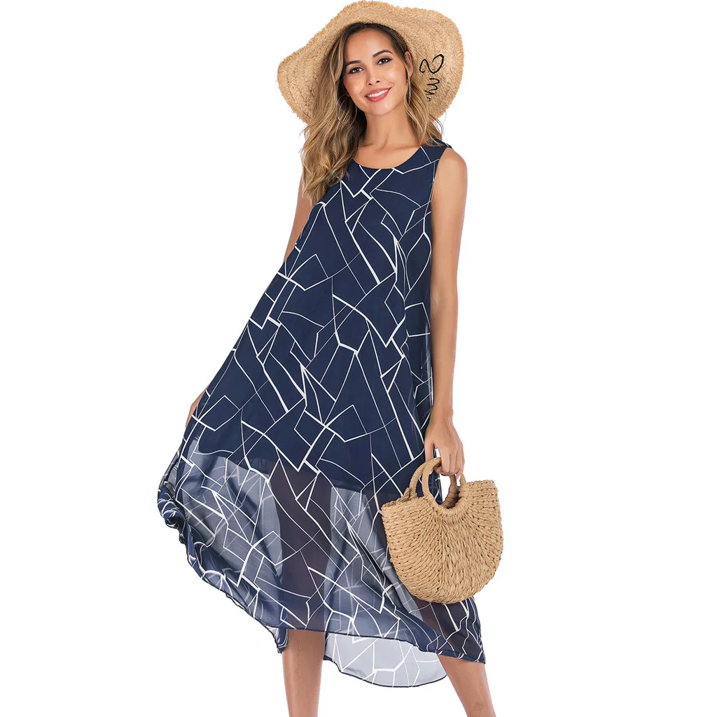 Элегантное женское платье летнее повседневное пляжное в стиле бохо с цветочным