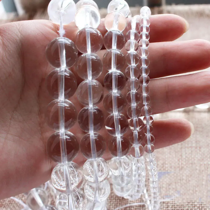 Прозрачный кварц 4 6 8 10 12 14 16 20 мм круглые бусины 15 &quot/38 см для ювелирных изделий