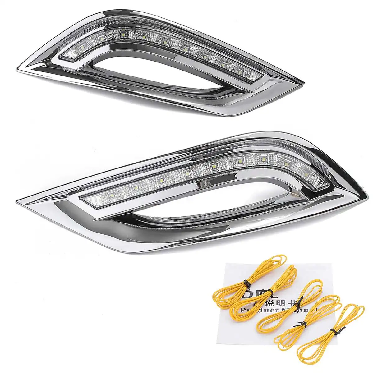 chrome frame 12 В Автомобильный светодиодный DRL для hyundai I45 Sonata 2011 2012 2013 дневные ходовые огни вождения Противотуманные фары контроллер проводка пара черный - Цвет: chrome frame
