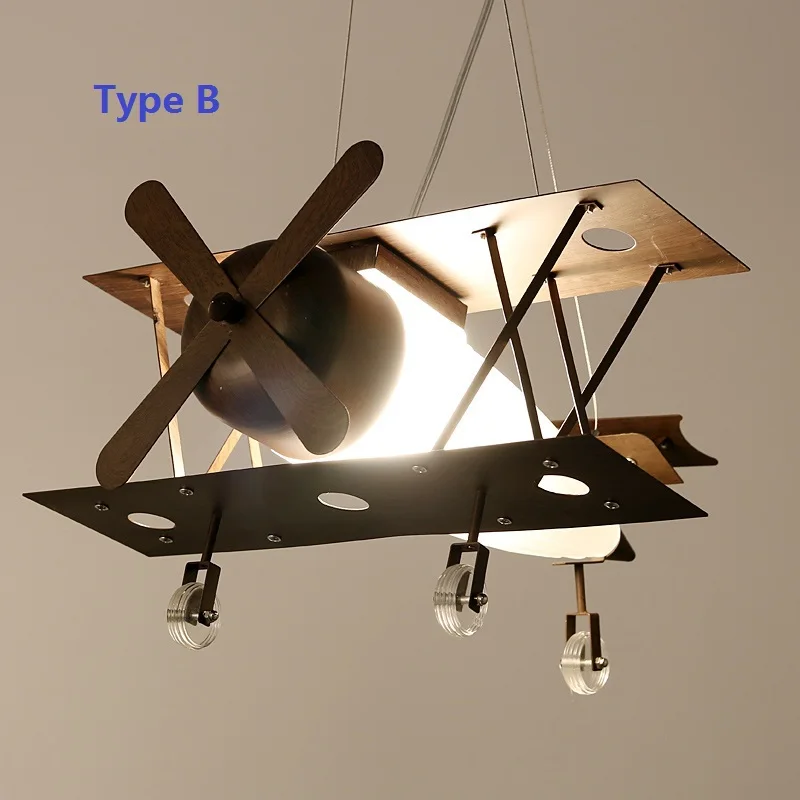 Винтажный подвесной светильник с железным самолетом для детской спальни новинка