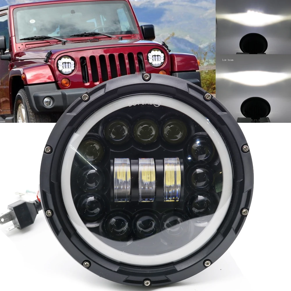 7 дюймов 90 Вт светодиодный налобный фонарь для Land Rover Amber White Halo Angle Eyes светодиодный налобный фонарь 12 В для Jeep Wrangler JK для lada niva