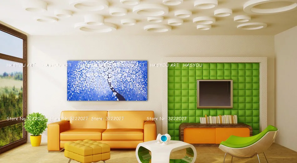 HASYOU Холст Искусство Ручная роспись настенное искусство Черные чистые белые