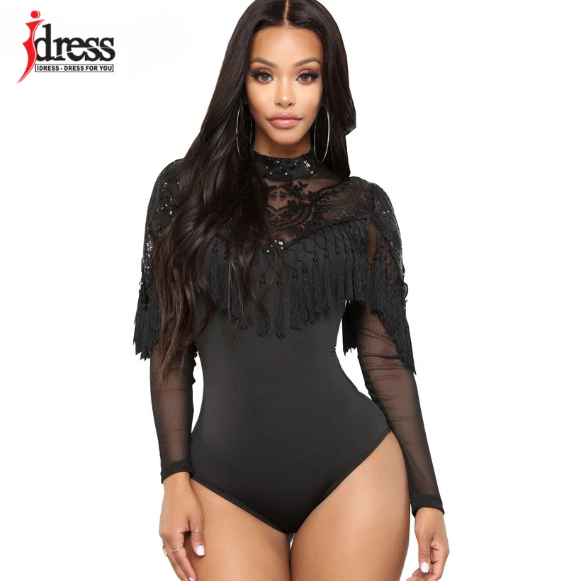 Сексуальное боди IDress черное/синее/красное с блестками элегантные модные высоким