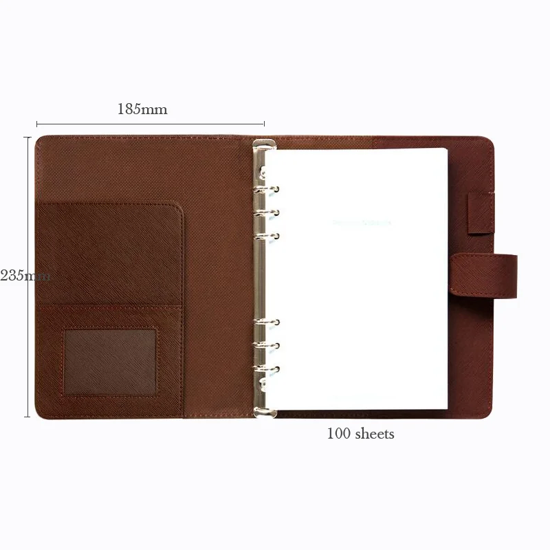 

Dilosbu classic leather loose-leaf notebook 185*235mm 100sheets Multi-function slot business travel spiral book composition