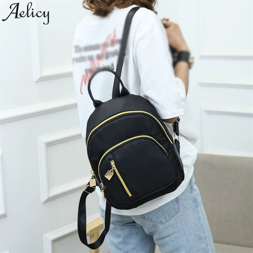 Женский холщовый рюкзак AelicyBag черный школьный Многофункциональный повседневный