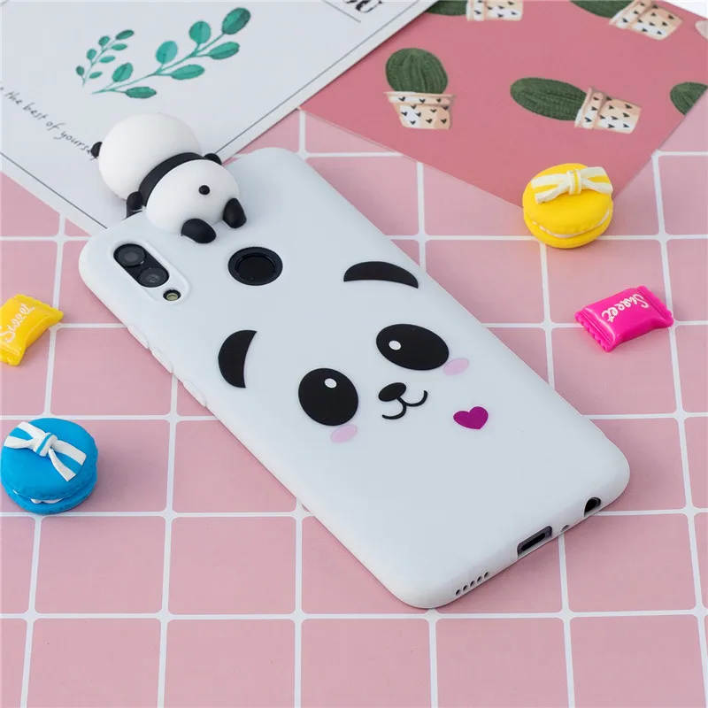 Мягкий Силиконовый ТПУ чехол 3D для Huawei P Smart 2019 Etui Мультяшные чехлы с милой пандой