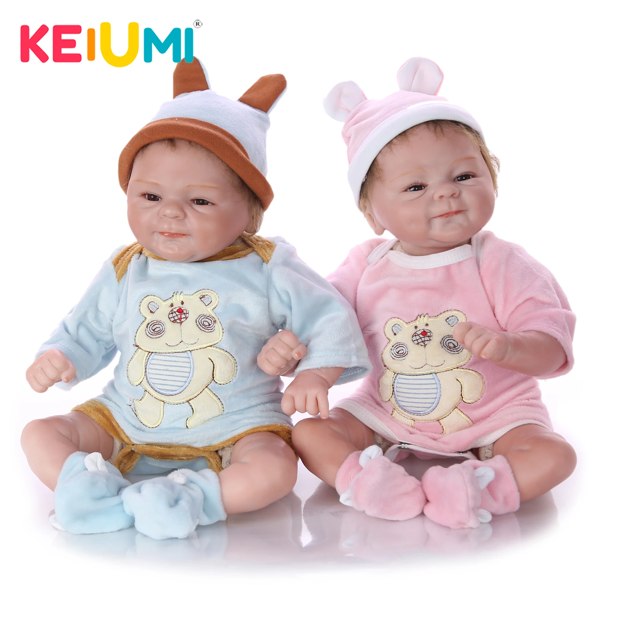 KEIUMI милые Близнецы 17 дюймов 42 см реалистичные куклы младенца Reborn Мягкие