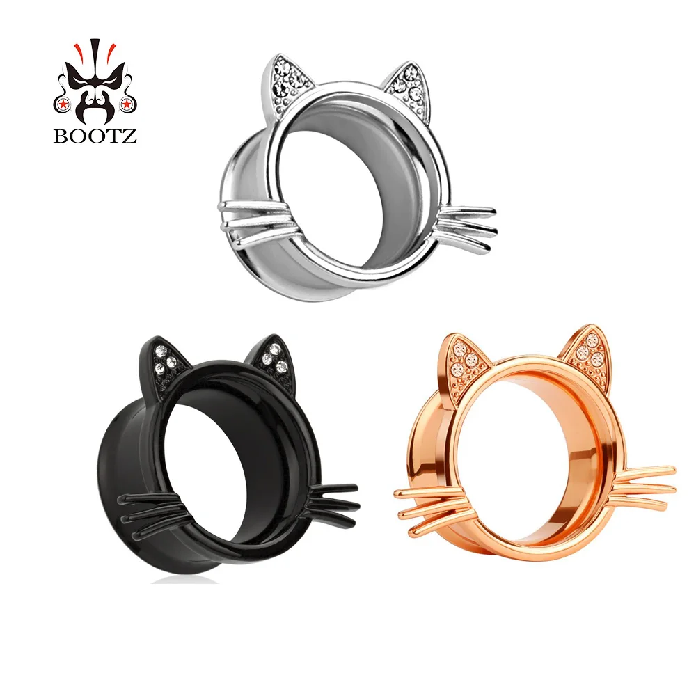 

KUBOOZ Cat Style Ear Piercing Tunnels Gauges Plugs Stainless Steel Body Jewelry Fashion Earrings For Women Men 10PCS/Lot