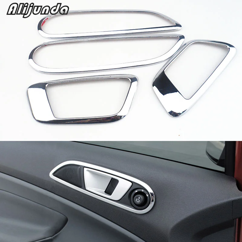 

High Quality 4pcs ABS interior trim for Ford ecosport fiesta doors hand-clasping decoration ring accessories