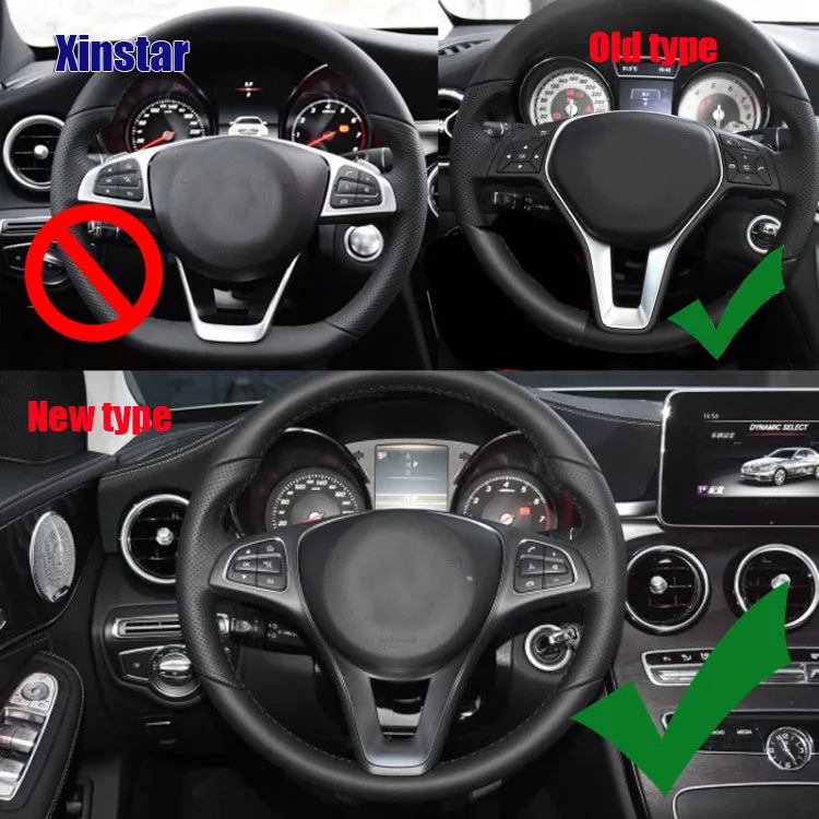 ABS украшение рулевого колеса автомобиля Наклейка для Mercedes Benz A B C E GLA GLC CLA GLE GLS W205 W213 amg a45