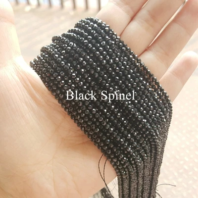 Black Spinel Натуральные шпинели LiiJi, аметисты, турмалины, танзаниты, ларимары, Лапис и т. Д. Полудрагоценные каменные крошечные Бусины 2-2,5 мм 38 см/прядь - Цвет: Black Spinel