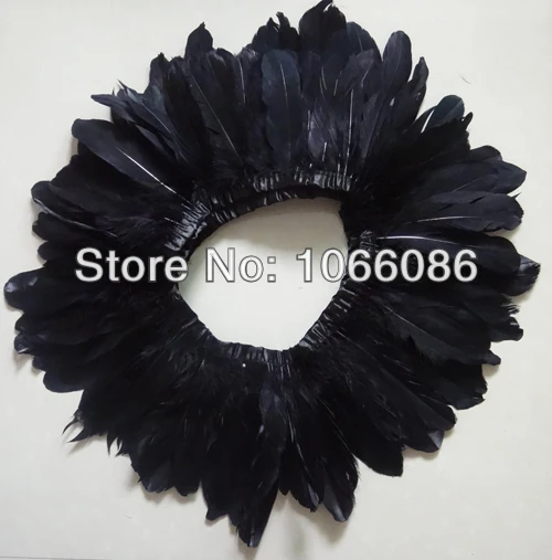 

Free shipping! Black swan goose feather trim/fringe/ribbon for cloth accessories 6M /lot 6-8inch width