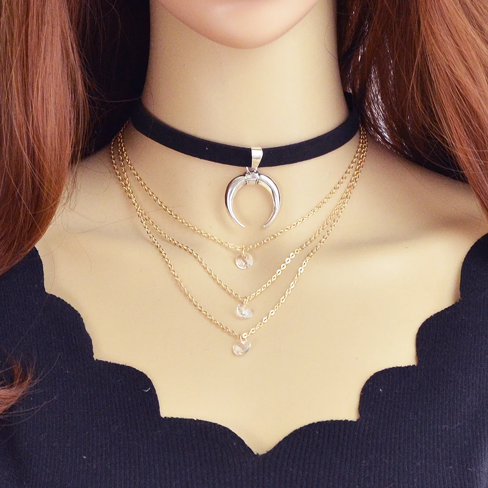 Feelontop Boho Цепочки и ожерелья BIJOUX золото Цвет нескольких слоев цепи с голубой