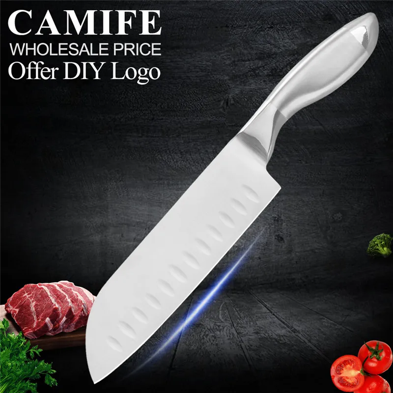 E.7 inch Santoku Японский кухонный нож, набор кухонных ножей из нержавеющей стали, набор фруктов для очистки овощей, сантоку, шеф-повара, щипцы для хлеба, инструменты - Цвет: E.7 inch Santoku