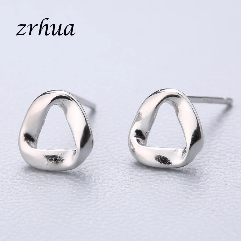 twist 3 ZRHUA 925 пробы серебряные Простые серьги-гвоздики подарок pendientes oorbellen букле d'oreille femmes Новая коллекция рождественские подарки - Окраска металла: twist 3