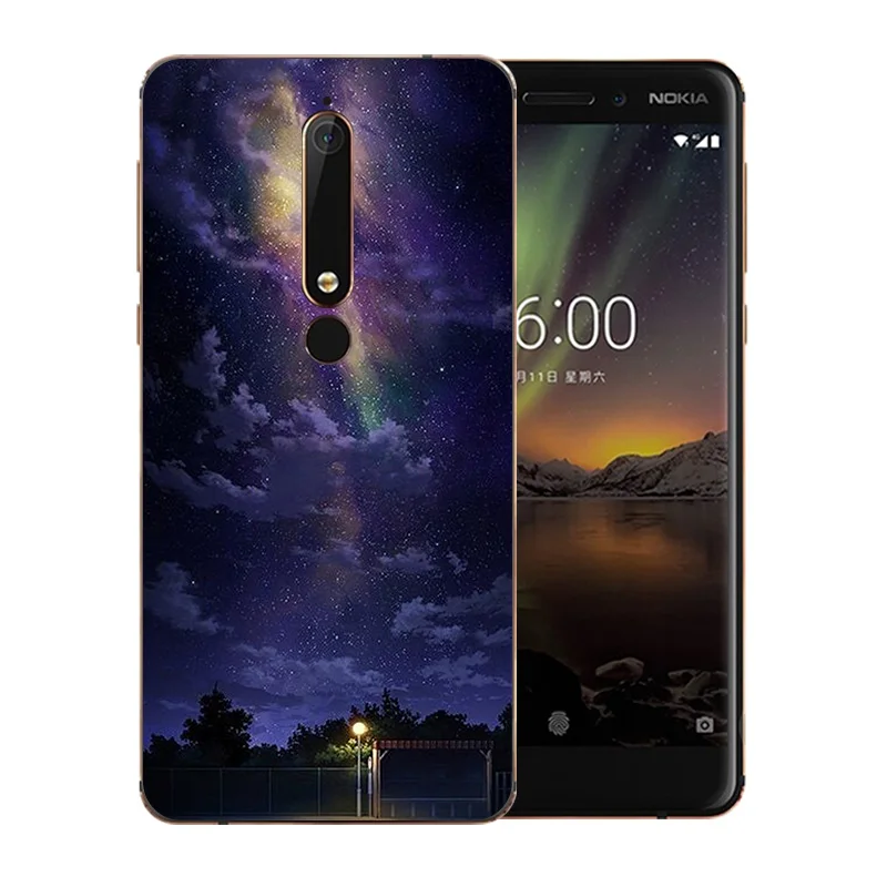 5 дюймов для Nokia 6 2018 чехол второго поколения 2th звездное небо узор мягкий силикон
