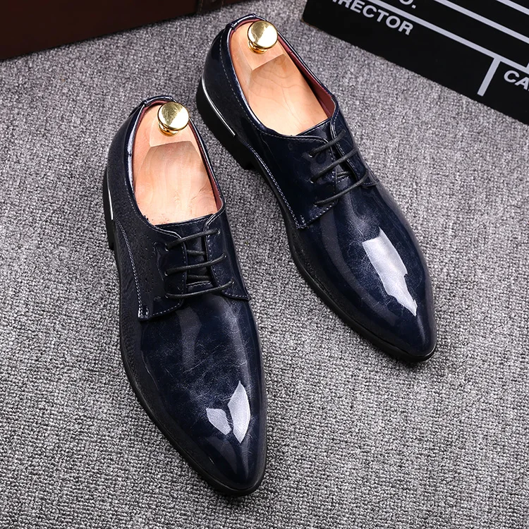 

Man Korean Style Formal Suit Shoes Patent leather Fashion Hot Man's Wedding Party Dress Oxfords