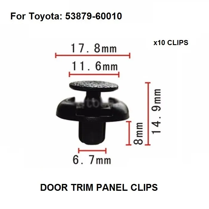 

x10pcs OEM Nylon For Toyota Fender Liner Push Type Rivet Retainer Clip 7mm hole 53879-60010 Direct push expansion buckle New