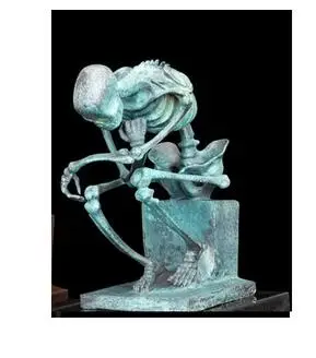 Классическая Бронзовая скульптура мыслитель скелет статуэтки современная