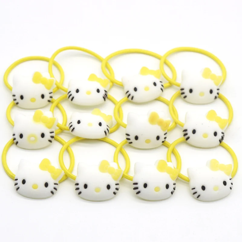 Yellow kitty bands 12 шт./лот, красивые заколки для волос с цветами, мягкие детские заколки для девочек из ПВХ, аксессуары для волос, желтый, розовый, красный цвет, заколки для детей - Цвет: Yellow kitty bands