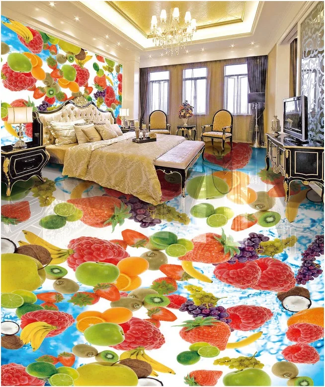 3d ПВХ напольное покрытие на заказ фото водонепроницаемая наклейка пол Hd фрукт