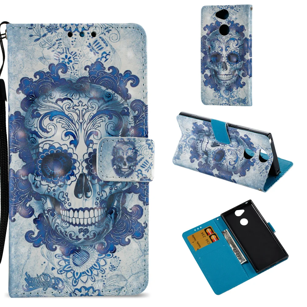 Чехол для sony Xperia XA1 XA2 Dream Flower Skull 3D узорный кошелек кожаный чехол Plus Ultra Capa |