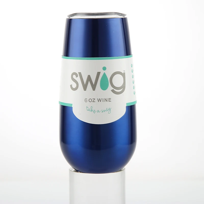 G-6oz Swig Wine Cup Champagne Beer 6oz 9oz Camo With Lids Termos Stemless Flute Stainless Swig Tumbler Thermos Vacuum Flask Insulated - Цвет: G-6oz