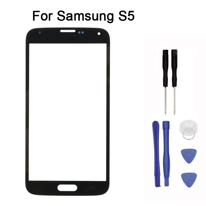 Для samsung Galaxy S5 G9000 Sm-G900F Переднее стекло сенсорный экран Переднее стекло Сенсорная панель Замена+ инструмент