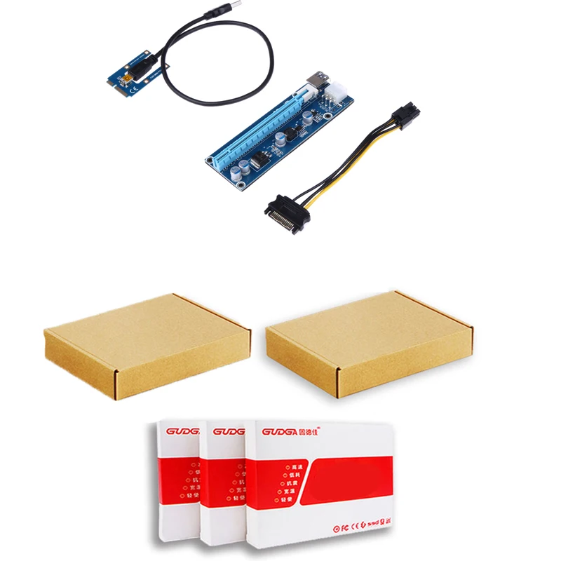 1 шт. mini pci express pci-e riser pcie 1x to 16x card с SATA 6pin кабелем usb для bitcoin miner BTC machine | Компьютеры и