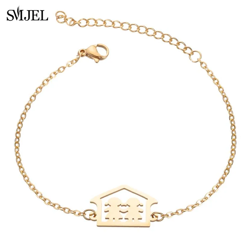 Sister love bracelet SMJEL, ожерелье из нержавеющей стали для мамы и ребенка, набор, ожерелье для мамы и мамы, серьги для детей, ювелирные изделия для детей, Прямая поставка - Окраска металла: Sister love bracelet