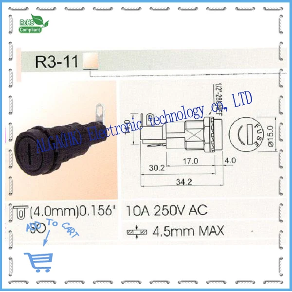 

Imports R3-11 insur/5*20/R3-11/fuse block fuse holder/Panel Mount block insur